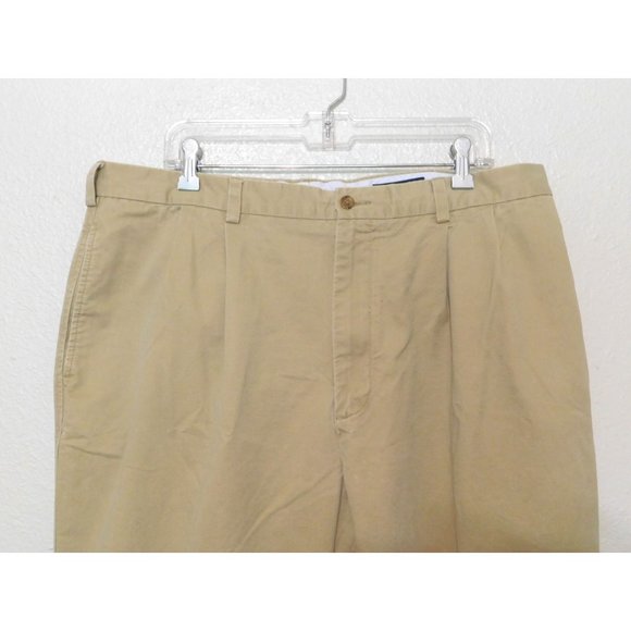 Daniel Cremieux Classics Chinos 40x31 Khaki Tan Pants Pleated Cuffed 100% Cotton - Picture 2 of 9